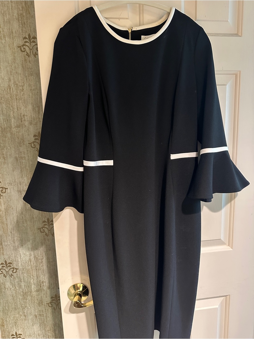 Classic Calvin Klein black dress, with white trim Worn once